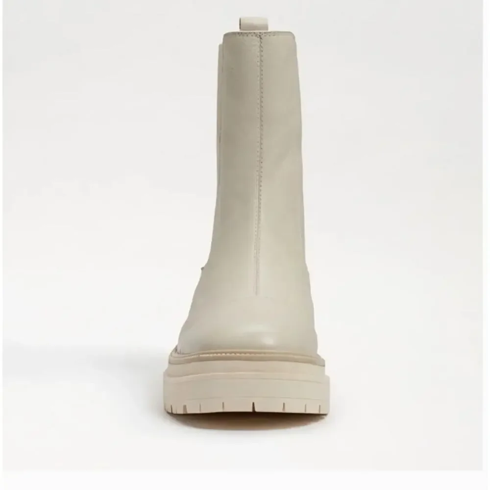 Sam Edelman Wellington Modern Ivory Leather Combat Boots H8008L2100 sz 8.5